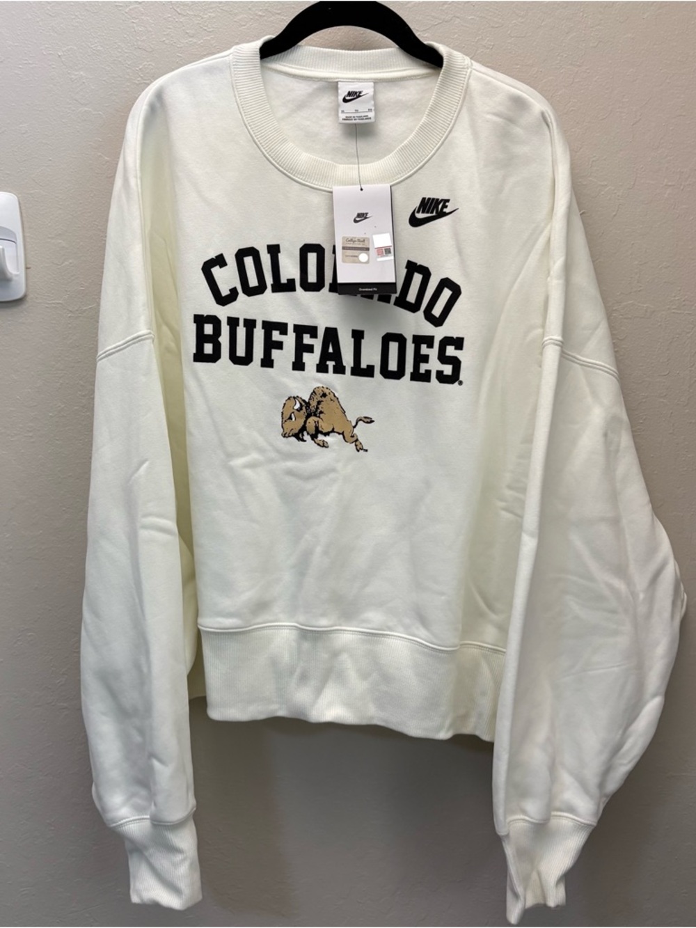 Nike Cream Colorado Buffaloes Crewneck Sweatshirt with Mascot, NWT *See Desc* XL